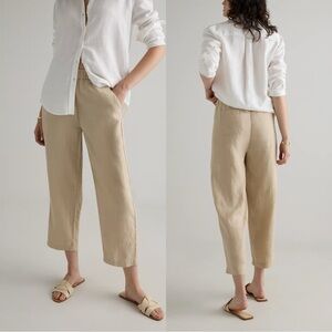 Quince Beige Wide-Leg Linen Blend Pants